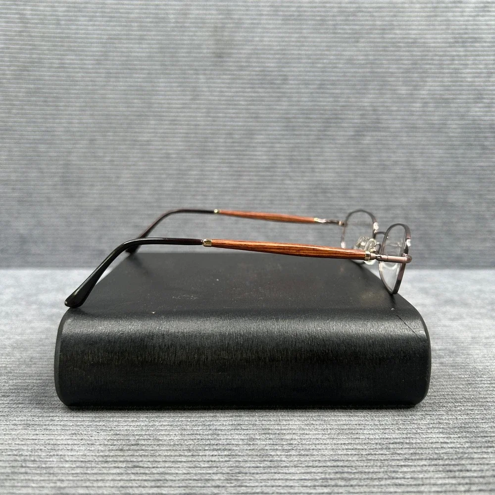 Stick it Oval Copper Metal Y2kEyeglasses Wood Grain Temples C.2 48-21-140